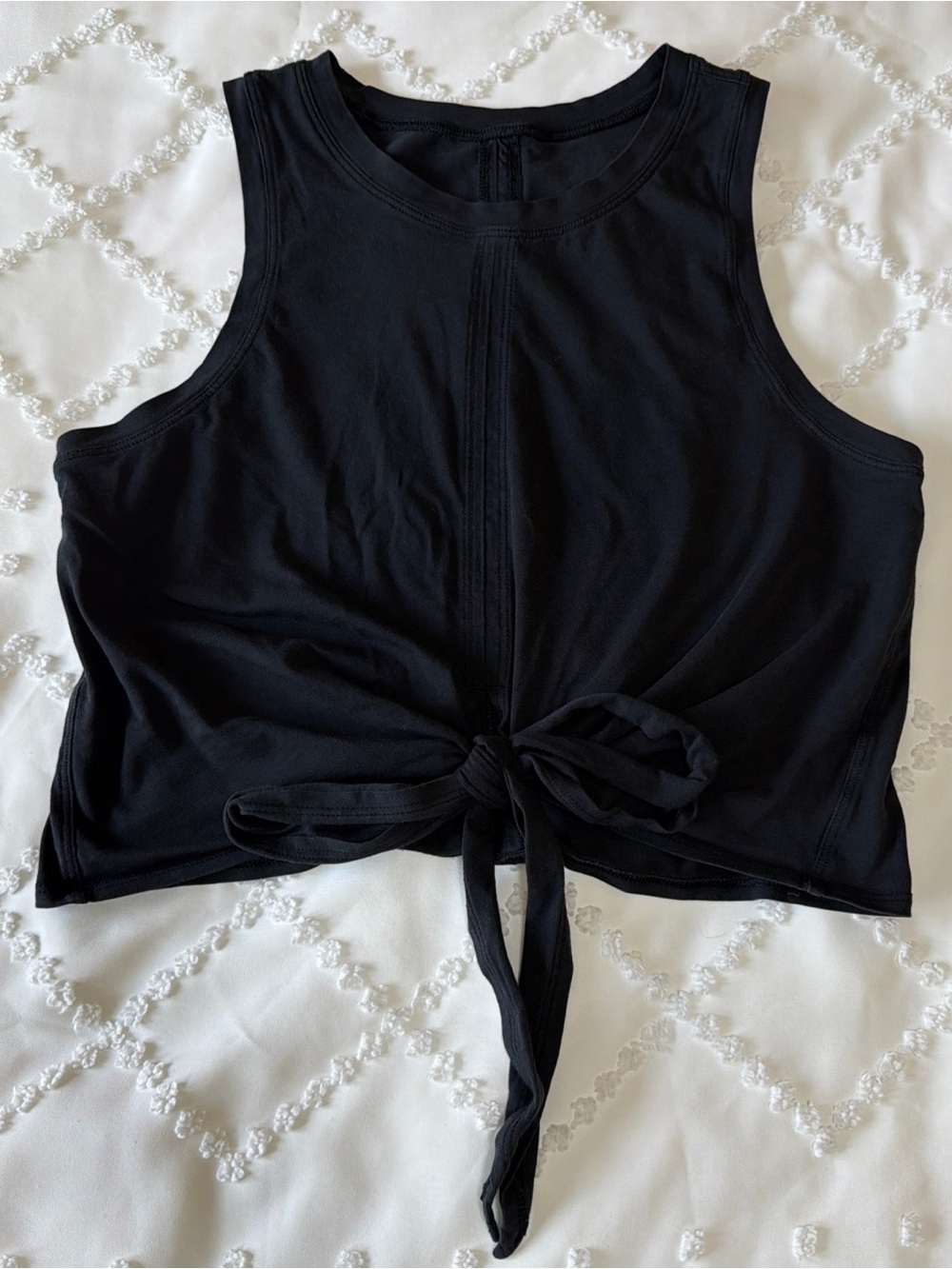 Lululemon Time To Restore Tank Women’s Black Cropped Tie Front Sleeveless